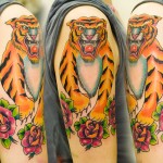 Tiger & Roses tattoo