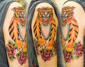 Tiger & Roses tattoo