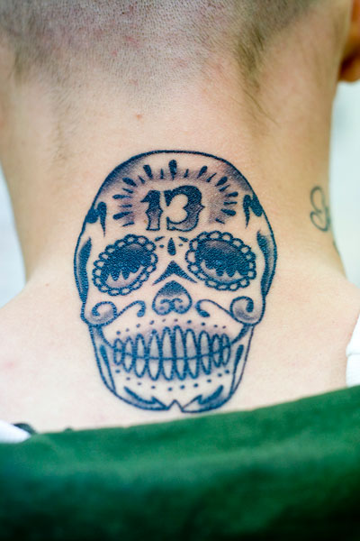 Gray Sugar Skull tattoo