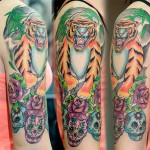 Tiger & Sugar Skulls tattoo